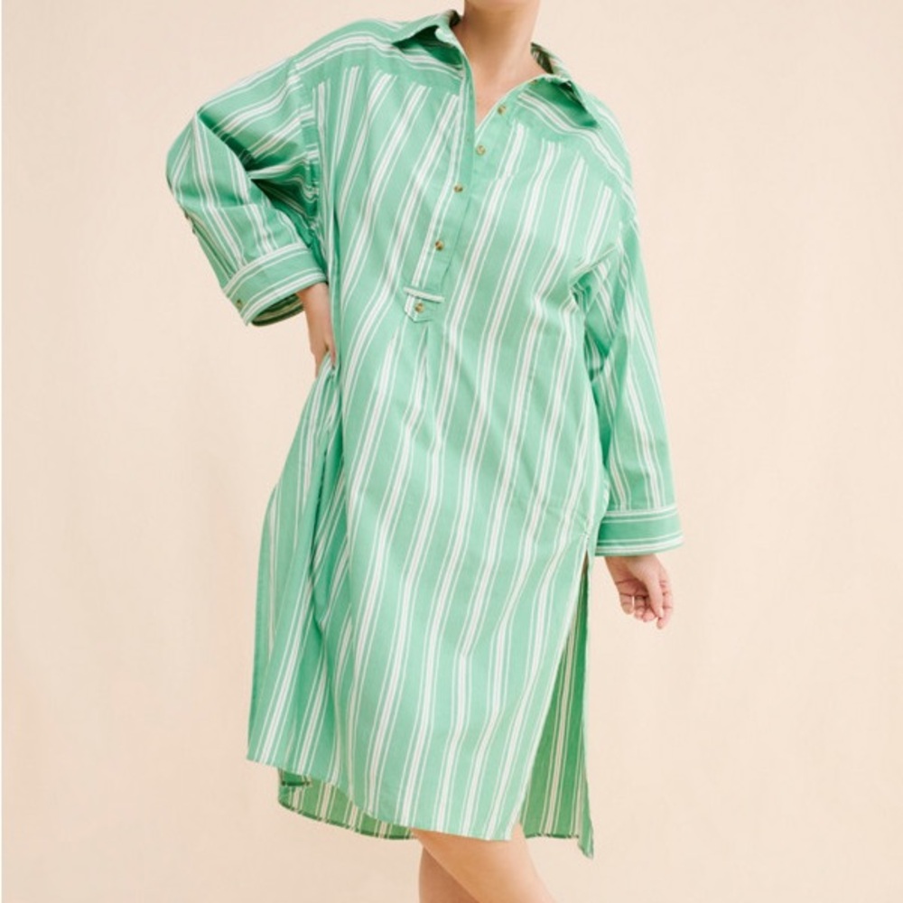 ANTHROPOLOGIE STRIPED MIDI SHIRT DRESS